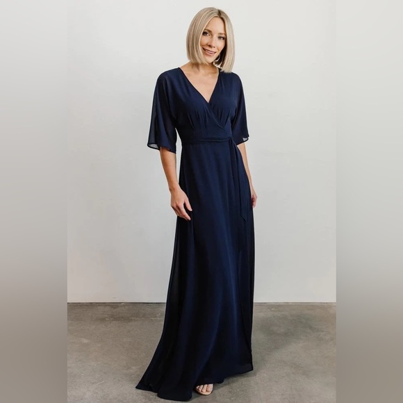Baltic Born Floor Length Navy Wrap Dress - Picture 5 of 6
